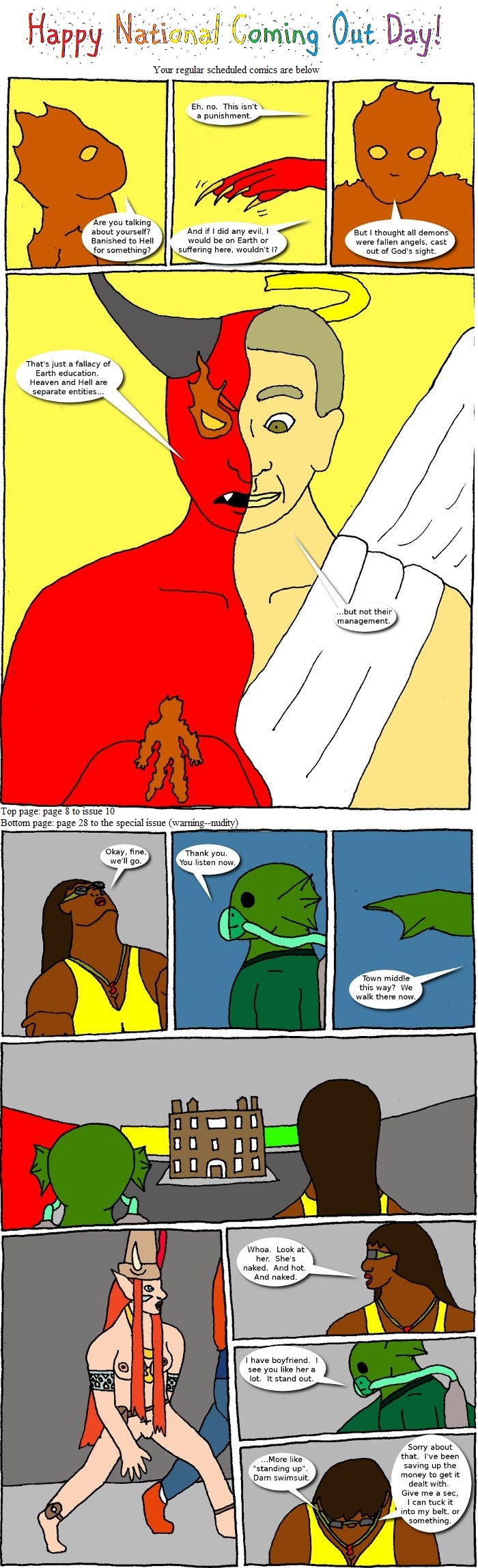 Page 8 (issue 10 - Lucifer Sam) and page 28 (Halloween Special - Cluster One)