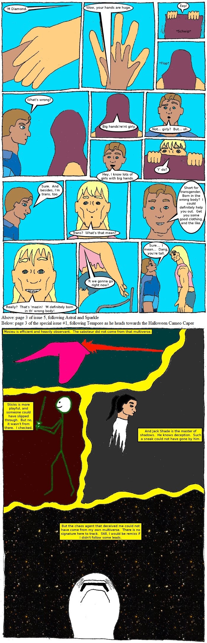Page 3: issues 5 (One the Run) and Special 1 (Sysyphus Part 1)