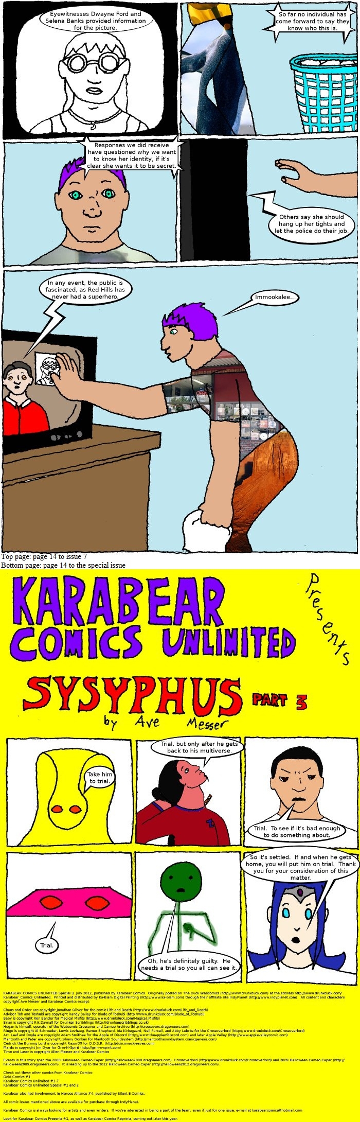 Page 14: issues 7 (Point Me at the Sky) and Special 3 (Sysyphus Part 3)