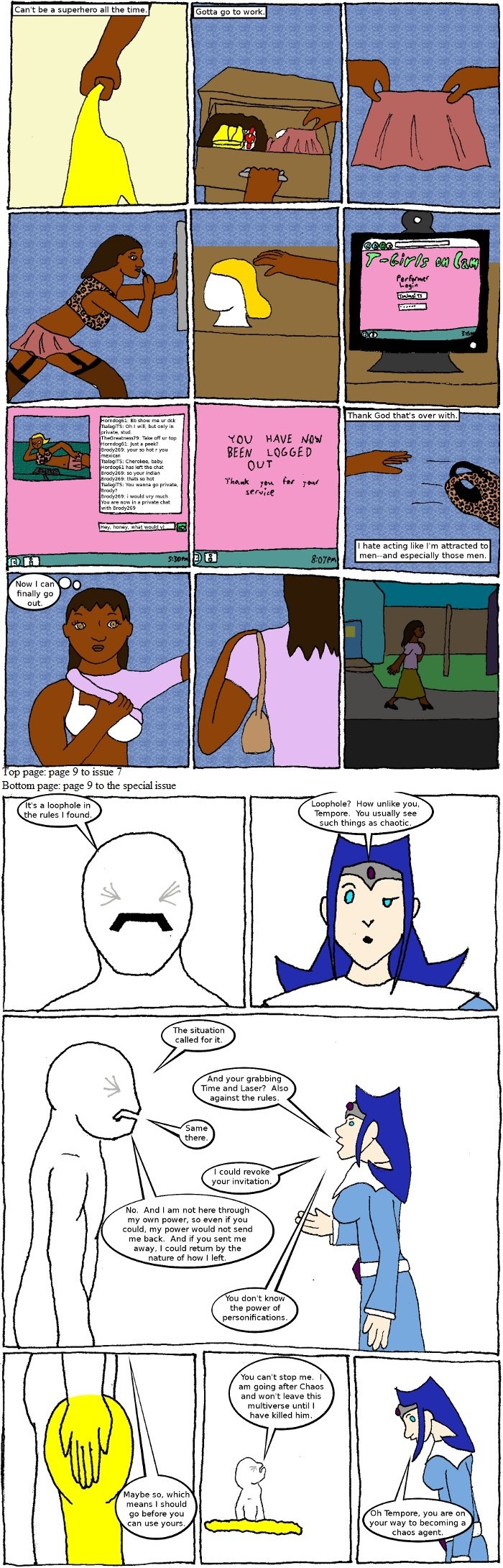 Page 9: issues 7 (Point Me at the Sky) and Special 3 (Sysyphus Part 3)
