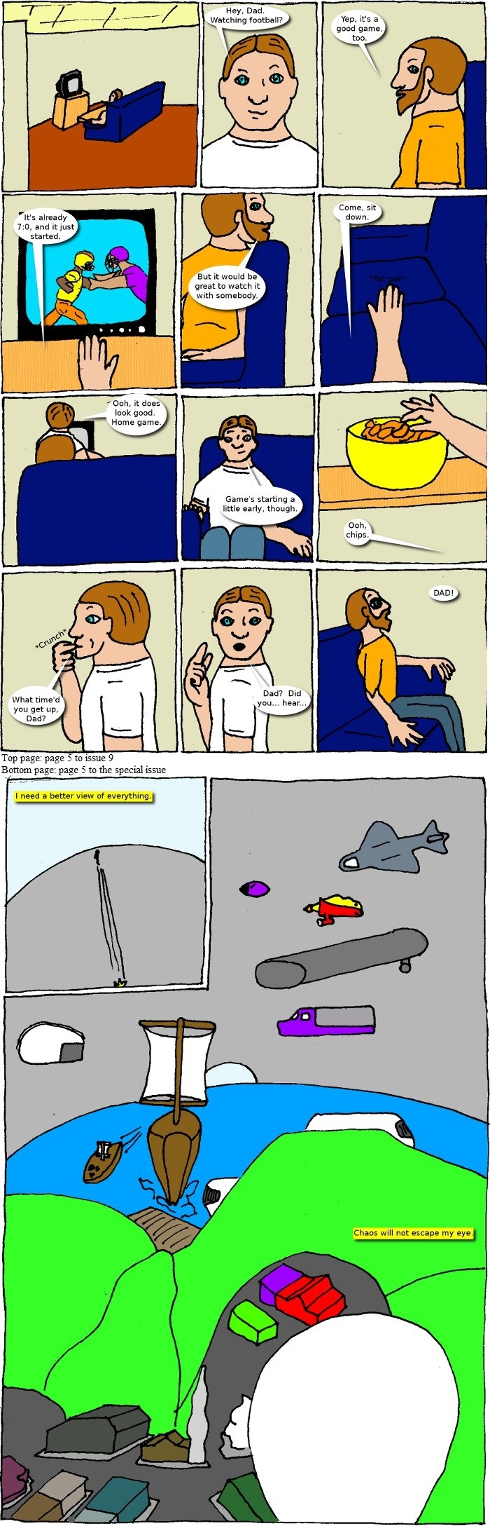 Page 5: issues 9 (Marooned) and Halloween Special (Cluster One)