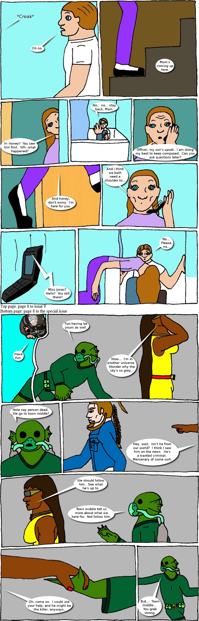 Page 8: issues 9 (Marooned) and Halloween Special (Cluster One)