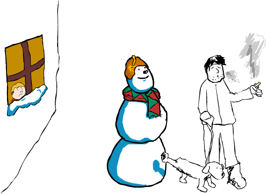 pissing on a snowman