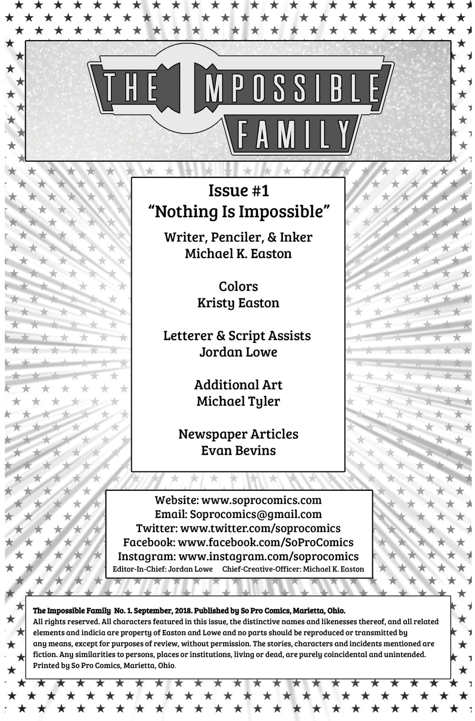 THE IMPOSSIBLE FAMILY #1 Credits