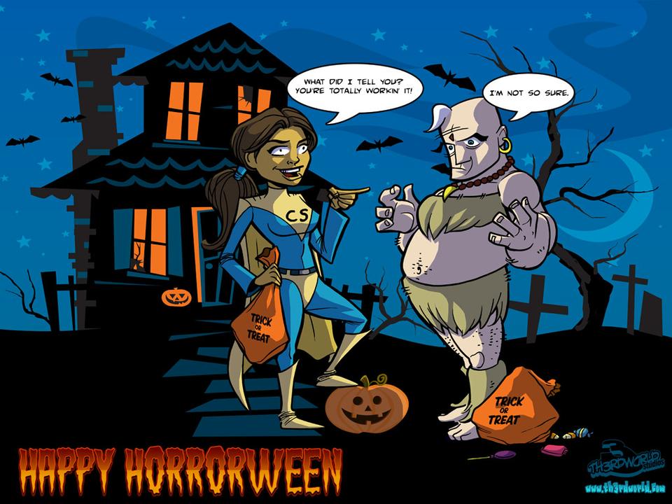 Special Halloween Wallpaper featuring Captain Spectacular and Wendy!