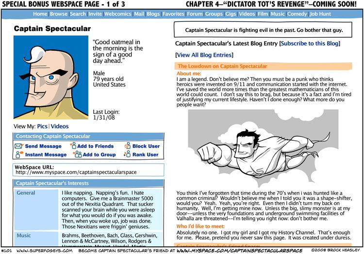 Episode 101 - Bonus WebSpace Page: Captain Spectacular