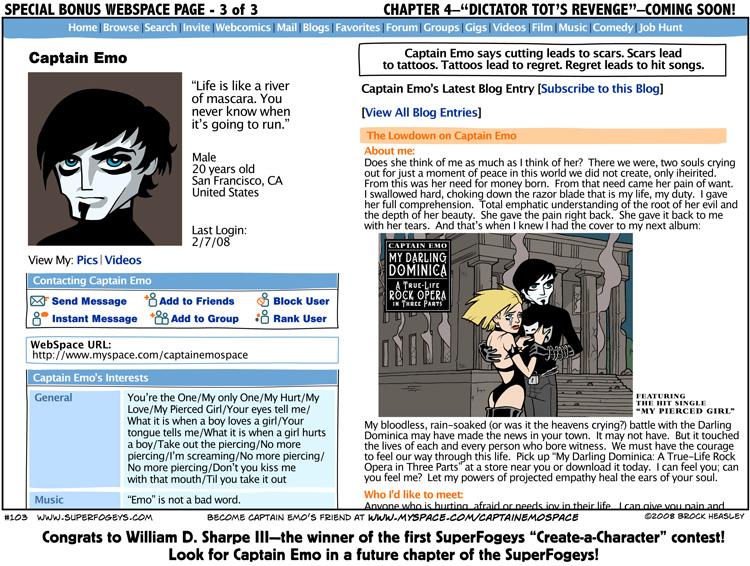 Episode 103 - Bonus WebSpace Page: Captain Emo!