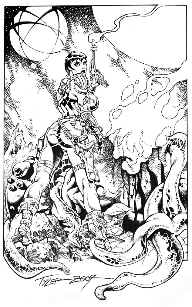 Space gal with blaster 